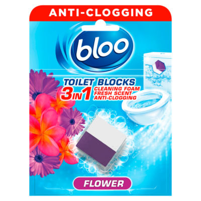 Bloo 3in1 Anti-Clogging Toilet Block - Flowers 50g