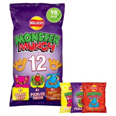 Walkers Monster Munch Baked Corn Snack Variety Multipack Crisps 12X20g