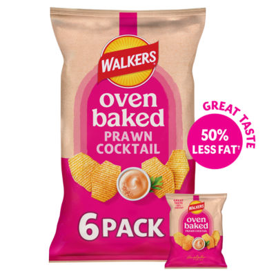 WALKERS BAKED Prawn Cocktail Multipack Crisps 6x22g
