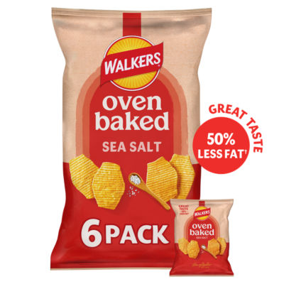 Walkers Baked Snacks Sea Salt Multipack Crisps 6X22g