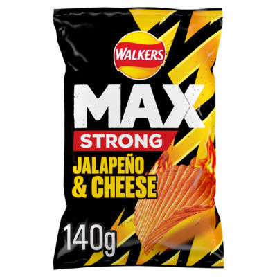 WALKERS MAX Strong Jalapeño & Cheese Sharing Bag Crisps 140g