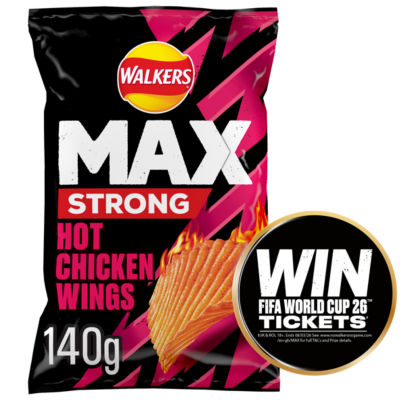 Walkers Max Strong Hot Chicken Wings Sharing Crisps 140g - ASDA Groceries