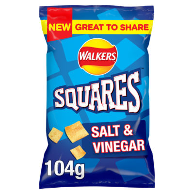 Walkers Squares Salt Vinegar Sharing Snacks Crisps 104g ASDA Groceries