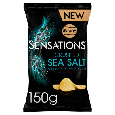 SENSATIONS Crushed Sea Salt & Black Peppercorn Flavour Potato Crisps 150g