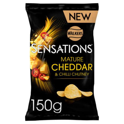 SENSATIONS Mature Cheddar & Chilli Chutney Flavour Potato Crisps 150g