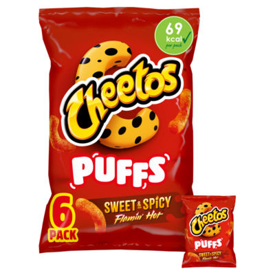 Cheetos Puffs Sweet & Spicy Flamin' Hot Crisps 6 x 13g