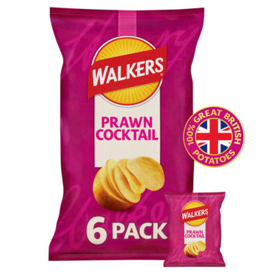 Walkers Prawn Cocktail Multipack Crisps 6 X 25G