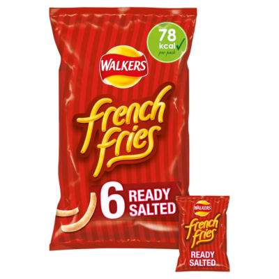 Walkers French Fries Snacks Ready Salted Multipack Crisps 6X18g