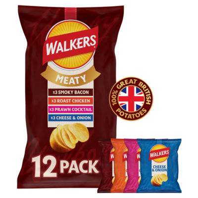Walkers Meaty Variety Multipack Crisps 12x25g