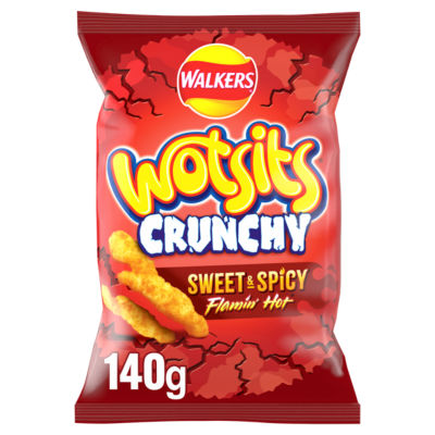 Walkers Wotsits Crunchy Snacks Sweet & Spicy Sharing Crisps 140G