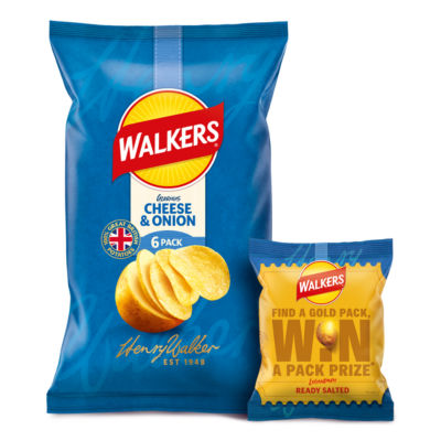 Walkers Cheese & Onion Multipack Crisps 6x25g