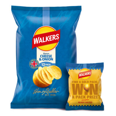 Walkers Cheese & Onion Multipack Crisps 12x25g
