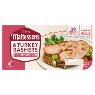 Mattessons 6 Turkey Bacon Rashers Lightly Smoked 150G
