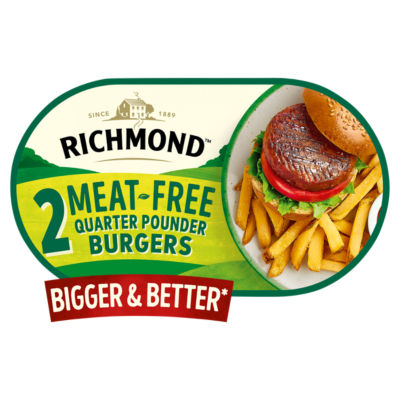 Richmond Meat-Free Vegan 2 Quarter Pounder Burgers 227G