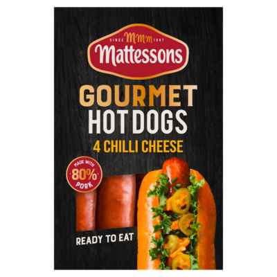 Mattessons 4 Gourmet Hot Dogs Chilli Cheese 260g