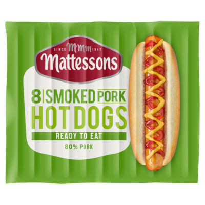 Mattessons 8 Smoked Pork Hot Dogs 280g