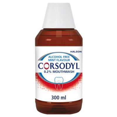 Corsodyl Medicated Antibacterial Mouthwash Mint, Alcohol Free, 300ml