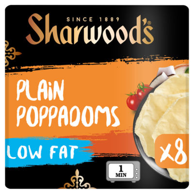 Sharwoods Low Fat Plain Poppadom 8 Pack