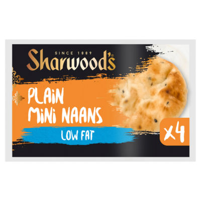 Sharwood's Plain Mini Naan Bread 4 Pack Low Fat