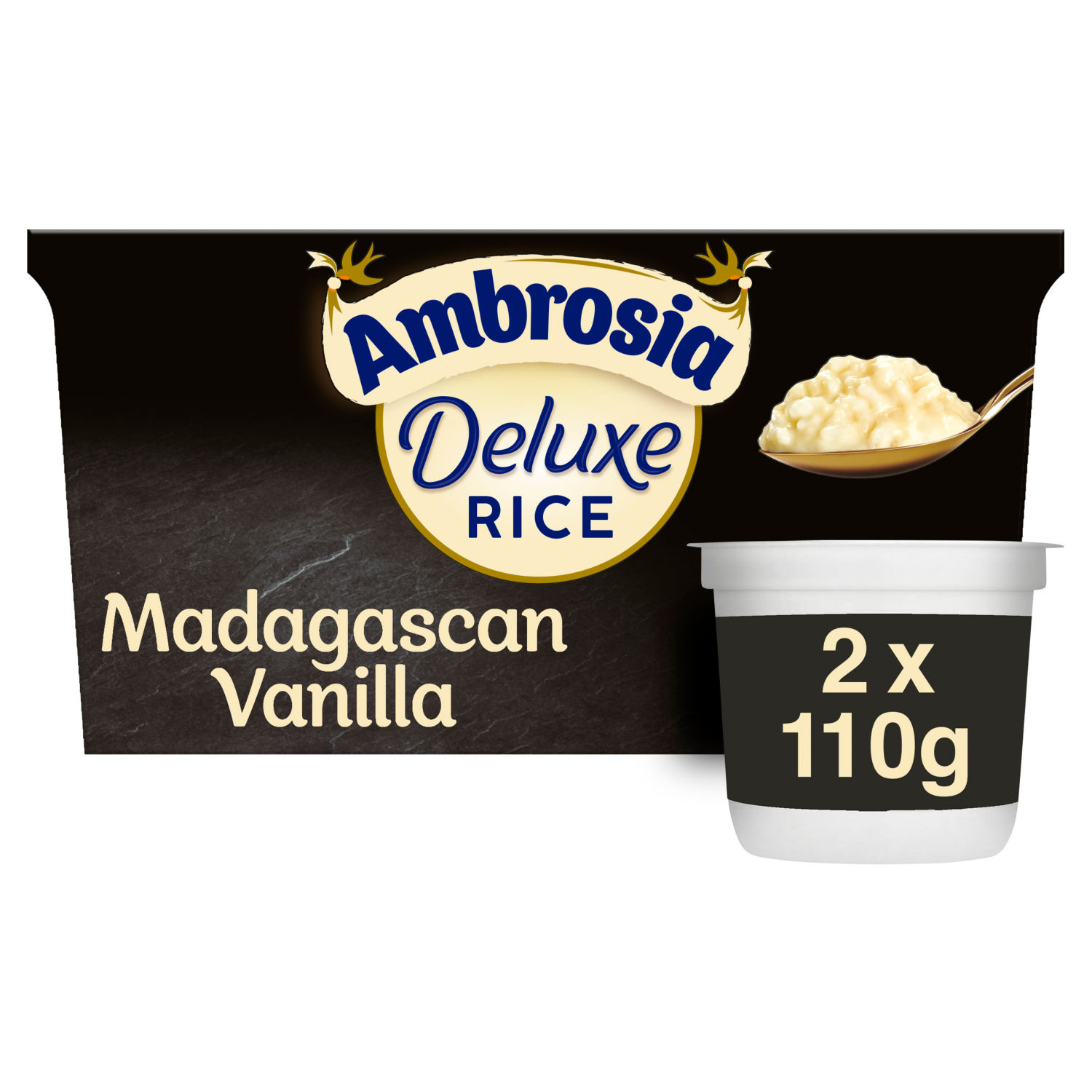 Ambrosia Deluxe Madagascan Vanilla Rice Pudding Snack Pots 2 x 110g
