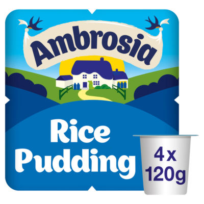 Ambrosia Ready To Eat Creamed Rice Pudding 4 X 120G