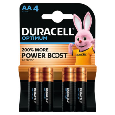 Duracell Optimum Aa Batteries (4 Pack) - Power Boost Alkaline Batteries 1.5V
