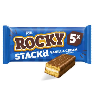 Fox's Biscuits Rocky STACK'd Vanilla Cream flavour Biscuit Bars 5x25g Bars Multipack