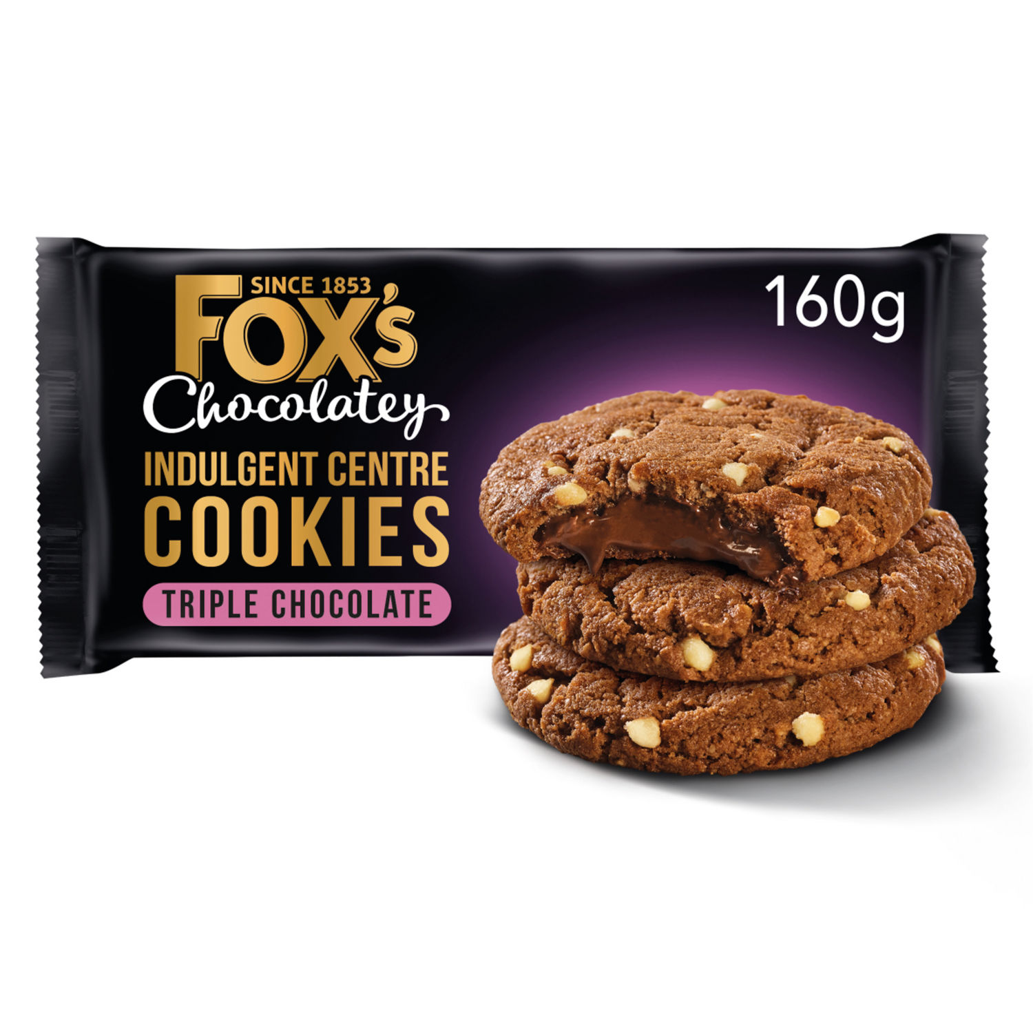 Fox's Fabulous Indulgent Centre Cookies Triple Chocolate Biscuits 160g