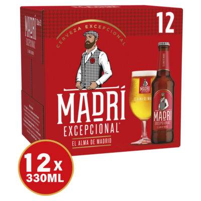 Madri Excepcional Premium Lager Beer Bottle 12 x 330ml