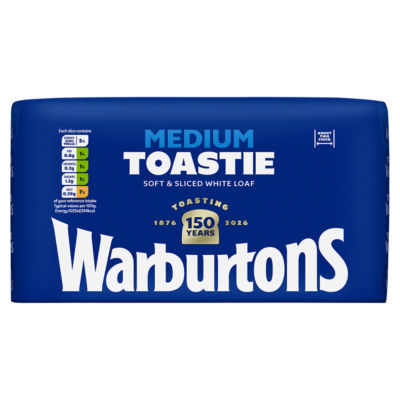 Warburtons Medium Toastie Soft & Sliced White Loaf 800G