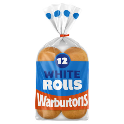 Warburtons 12 Sliced Soft White Rolls