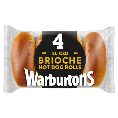 Warburtons Family Bakers 4 Sliced Brioche Hot Dog Rolls