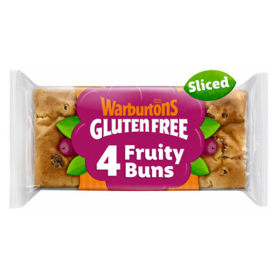 Warburtons Gluten Free 4 Sliced Fruity Buns With Cinnamon & Raisin