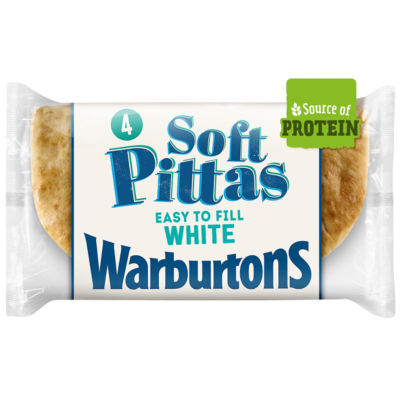 Warburtons 4 White Soft Pittas