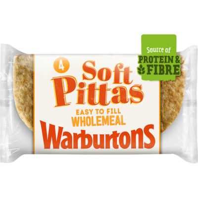 Warburtons Soft Wholemeal Pitta Breads 4 Pack