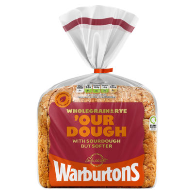 Warburtons Wholegrain & Rye 'Our Dough 400g, folic acid free