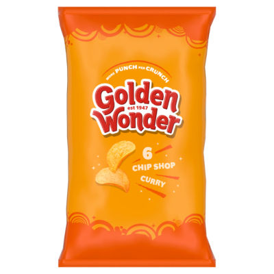 Golden Wonder Chip Shop Curry 6 Pack Crisps 25g