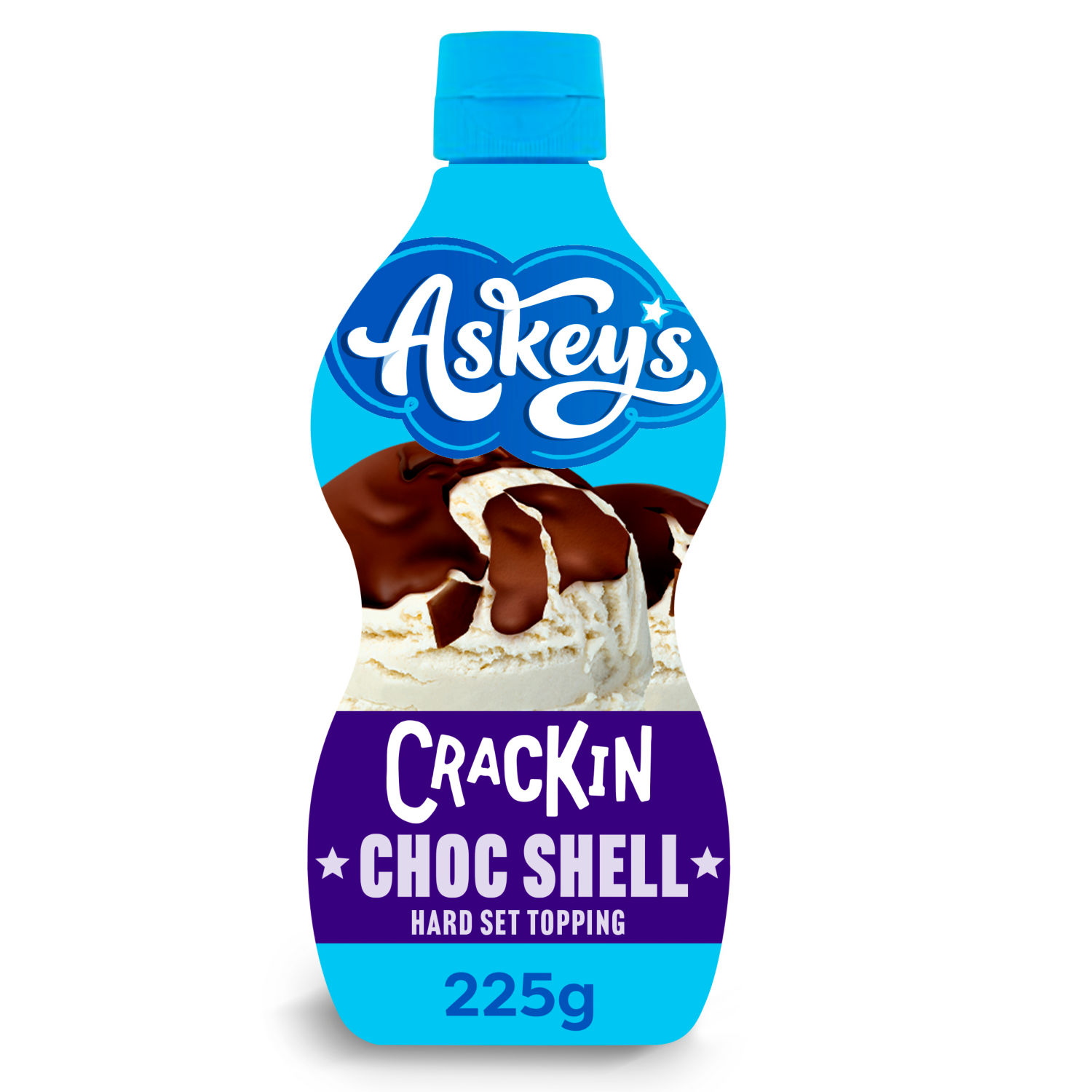 Askey's Crackin Choc Shell Hard Set Topping Chocolate Ice Cream Topping 225g