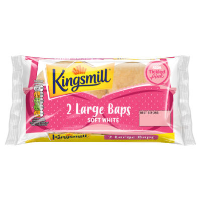 Kingsmill 2 Large Baps Soft White