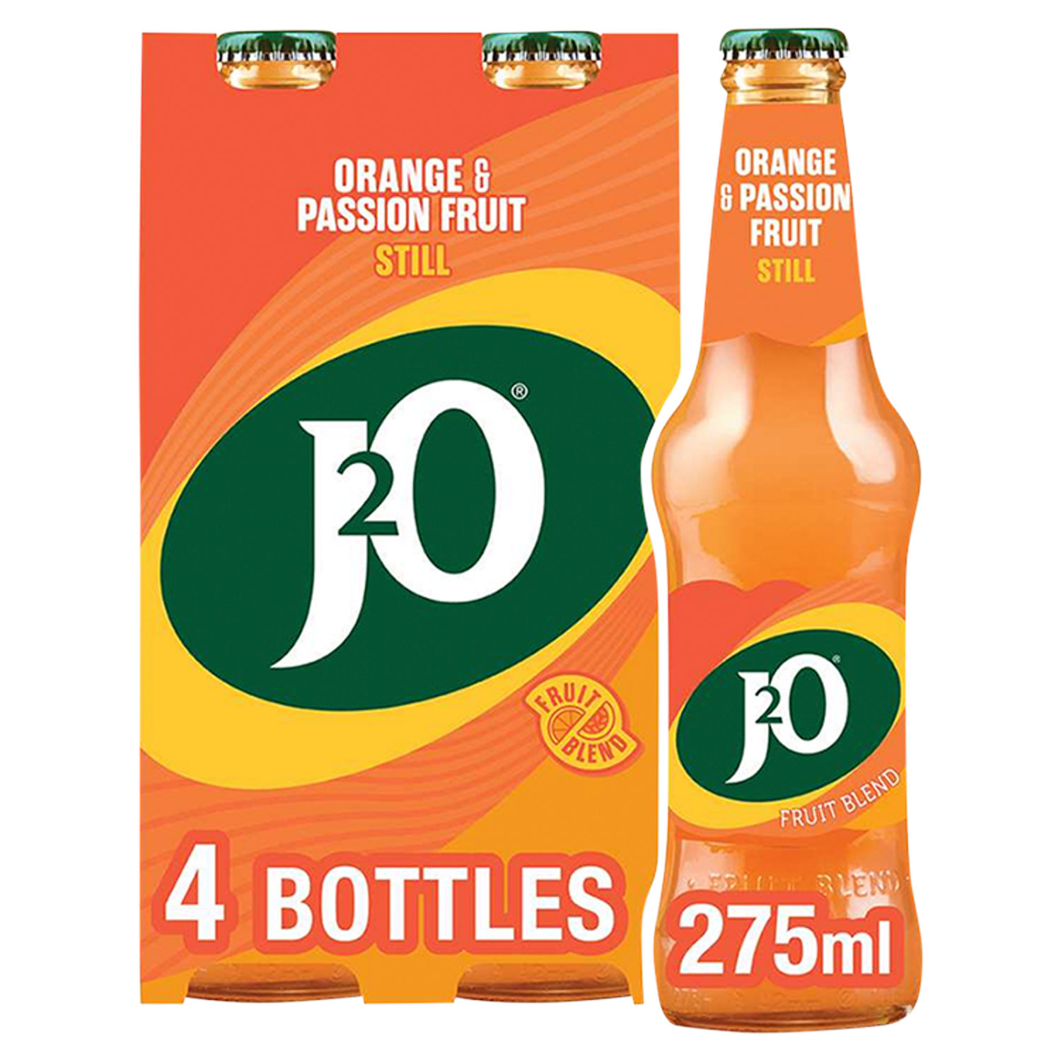 J2O Orange and Passion Fruit Soft Drink 4 x 275ml