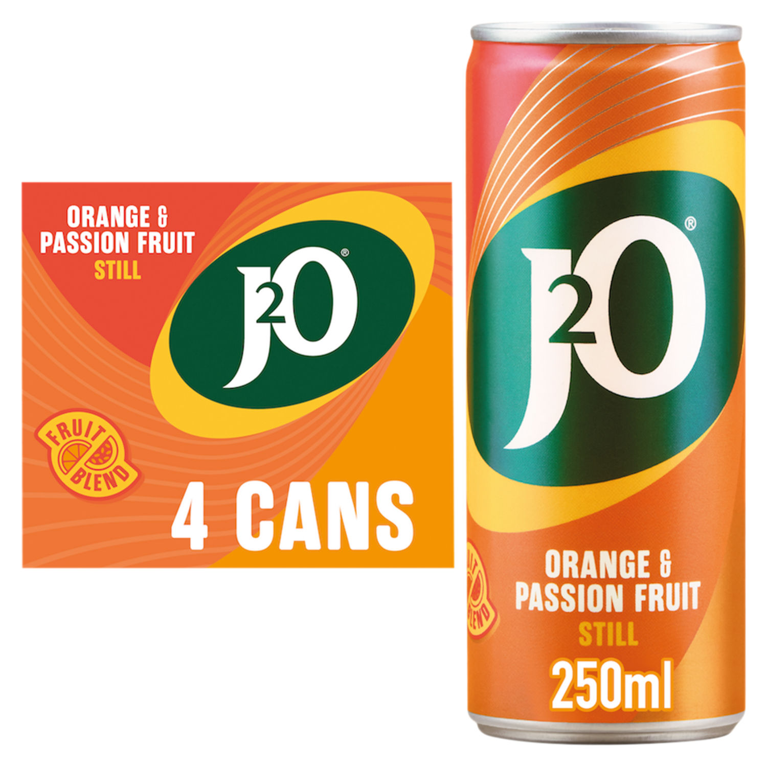 J2O Orange & Passion Fruit Soft Drink Cans 4 x 250ml