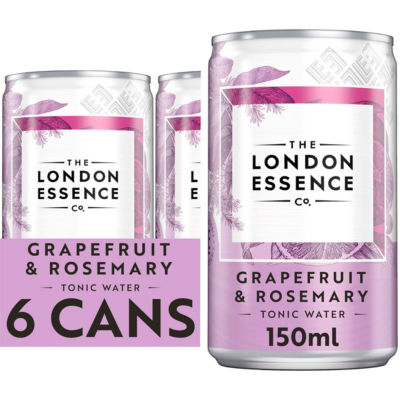 The London Essence Co . London Essence, Grapefruit and Rosemary Tonic Water, 150ml, Pack of 6 Cans