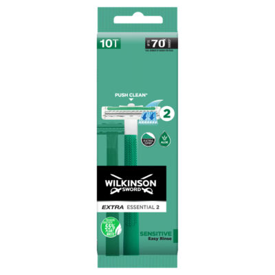 Wilkinson Sword Men's Extra 2 Sensitive Disposable Razors - 10 Pack in Black