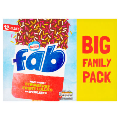 Nestle Milky, Chocky Strawberry Fruity Lollies with Sprinkles on Top 12 x 58ml (696ml)