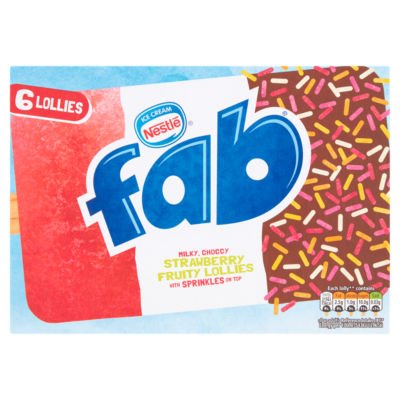 Nestle Fab Strawberry Ice Lollies 6 X 58Ml