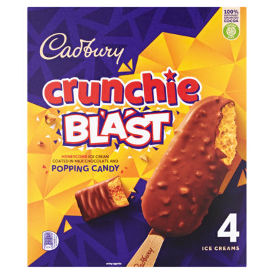 Cadbury Crunchie Blast Ice Cream Sticks 4x90ml