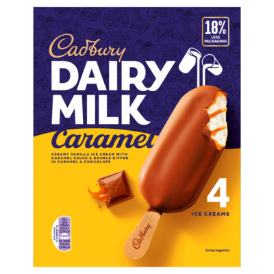 Cadbury Dairy Milk Caramel Ice Creams 4 x 90ml