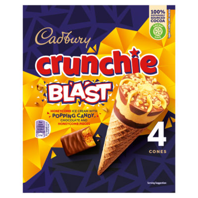 Cadbury Crunchie Blast Ice Cream Cones 4x100ml