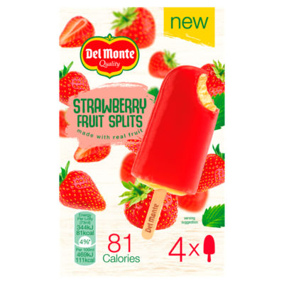 Del Monte Strawberry Fruit Splits 4 x 73ml (292ml)
