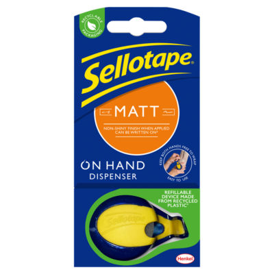 Sellotape Invisible Matt On-Hand Tape Dispenser + Roll 18mm x 15m